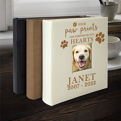 Engraved Paw Prints On My Heart Leatherette Photo Album