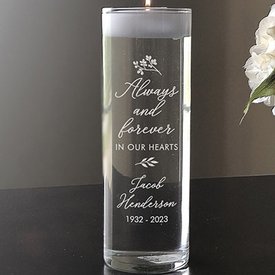 Engraved Always And Forever In Our Hearts Floating Candle Vase