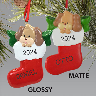 Personalized Dog Stocking Christmas Ornament