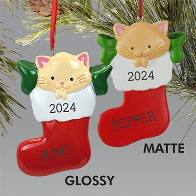 Personalized Cat Stocking Christmas Ornament