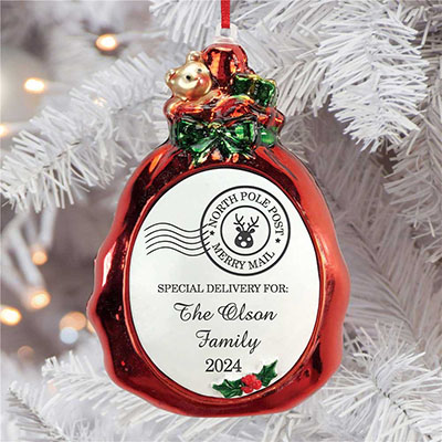 Engraved Santa Bag Glass Ornament