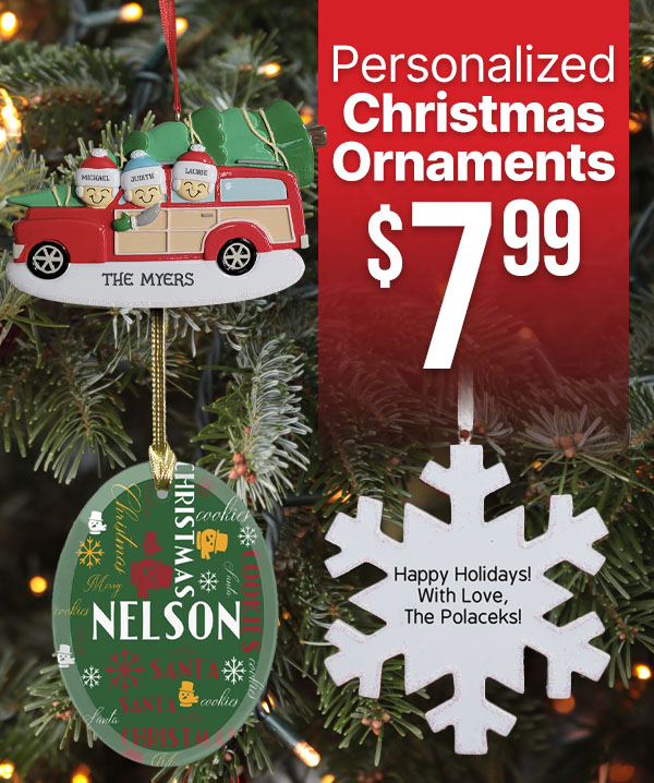 $7.99 Personalized Christmas ornaments – With Code: ORNAMENT7LT