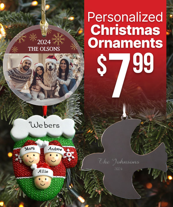 $7.99 Personalized Christmas ornaments – With Code: ORNAMENT7LT