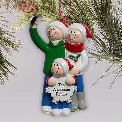 Engraved Selfie Family Christmas Ornament