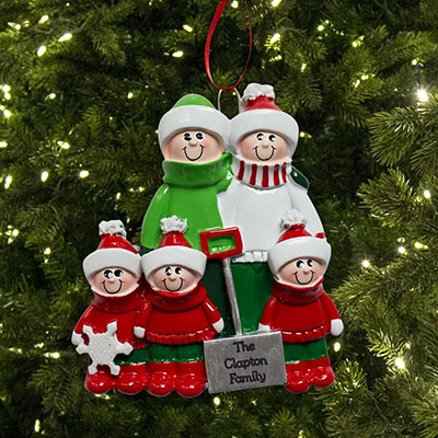 Engraved Shovel Family Christmas Ornament