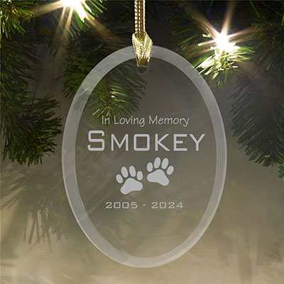 Pet Memorial Glass Holiday Ornament