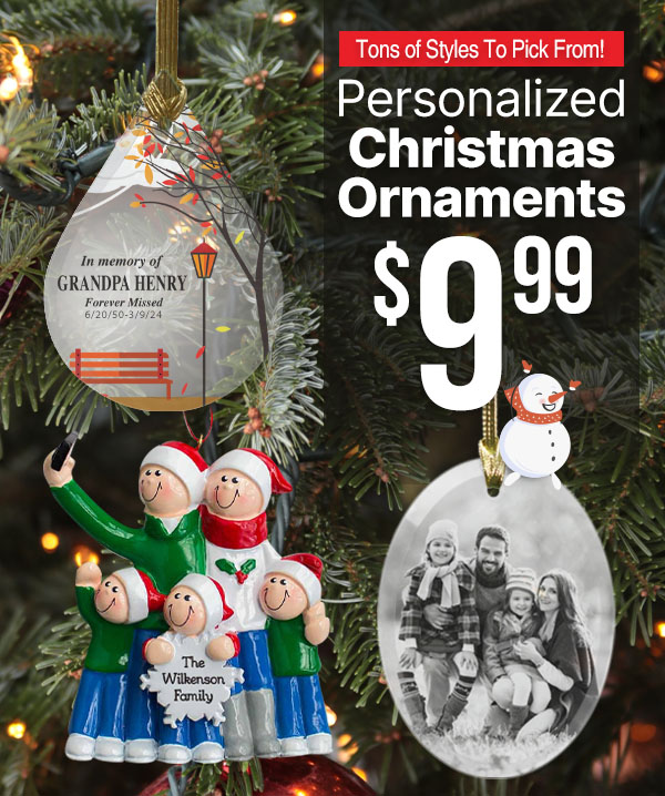 $9.99 Personalized Christmas Ornaments With Code: DAY3LT