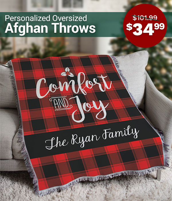 $34.99 Personalized Oversized Afghan Throws With Code: DAY4LT