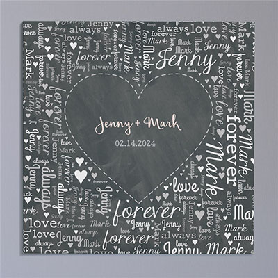 Personalized Heart of Love Word-Art Square Canvas