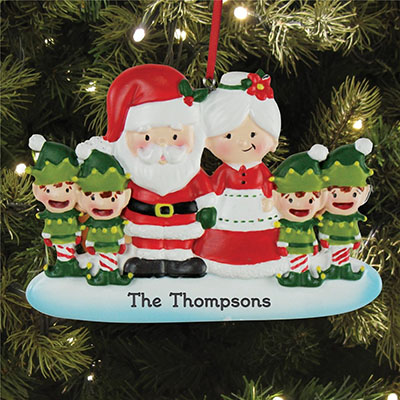 Personalized Santa and Elf Christmas Ornament