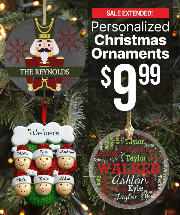 $9.99 Personalized Christmas Ornaments With Code: DAY3LT