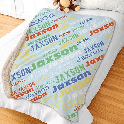 Word Art 50"x60" Personalized Kid's Sherpa Blanket