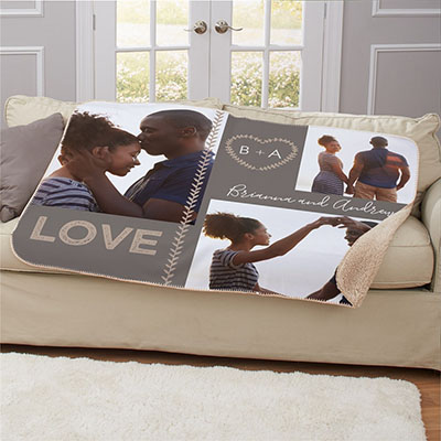 Personalized Couples Photo Sherpa Blanket 50x60 Inch