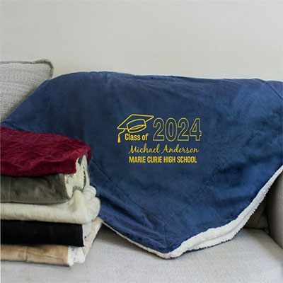 Graduation Embroidered Sherpa Blanket