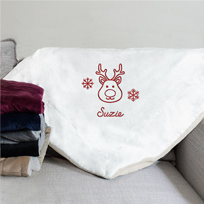Embroidered Christmas Icons Sherpa Blanket