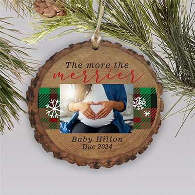 Personalized The More The Merrier Wood Ornament