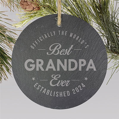 Engraved Best Ever Slate Ornament