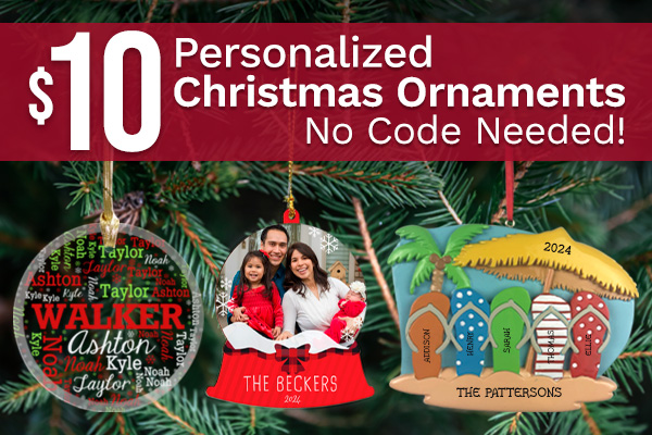 $10 Personalized Christmas Ornaments – No Code Needed!