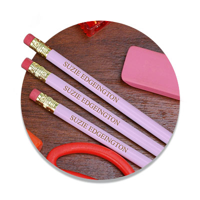 Engraved Pink School Wood Pencils