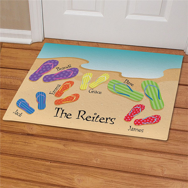 Personalized Flip Flop Family Welcome Doormat