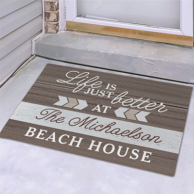 Personalized Life Is Better Chevron Doormat