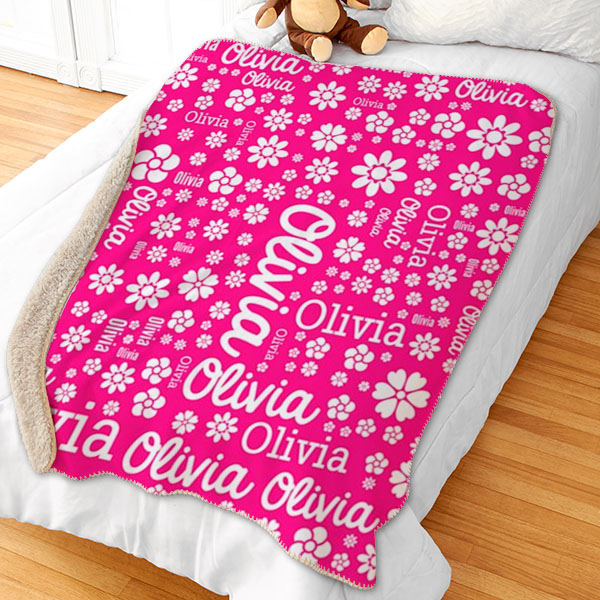 Girls Word Art Sherpa Blanket 50x60