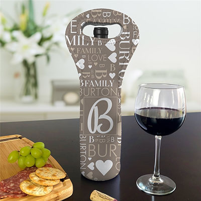 Personalized Framed Initial Word Art Wine Gift Bag