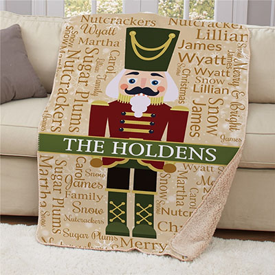 Personalized Nutcracker Word Art Sherpa Blanket