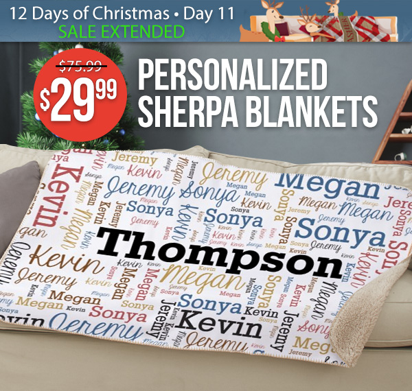 Personalized Sherpa Blankets - $29.99 With Code: DAY11NR