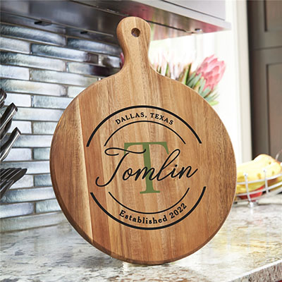 Personalized City State And Family Name Acacia Wood Paddle