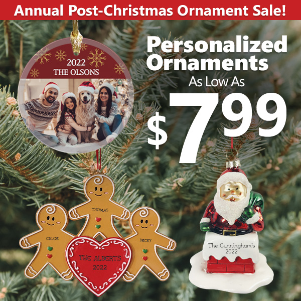 $7.99 Personalized Christmas ornaments  No Code Needed!
