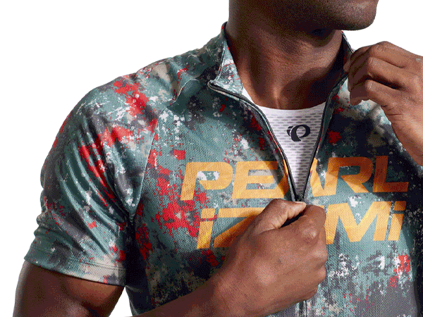 Gif that rotates brightly colored cycling apparel