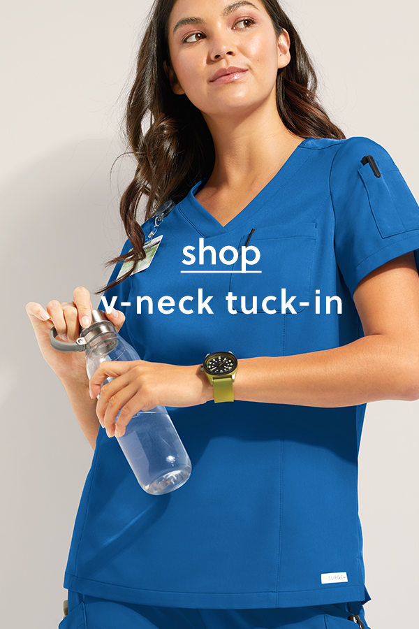 Curved V-Neck Scrub Top >