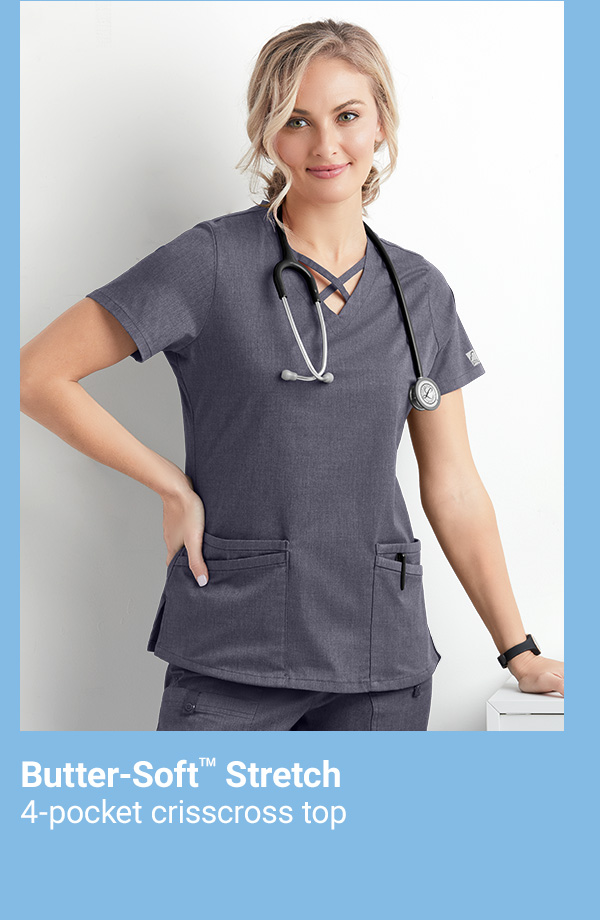 4-Pocket Crisscross Scrub Top >