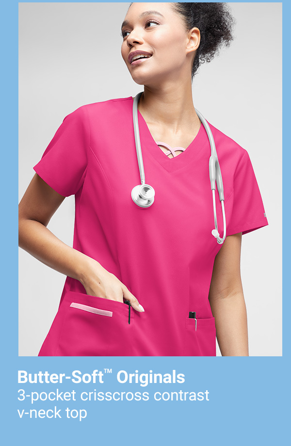 3-Pocket Criss cross Scrub Top >