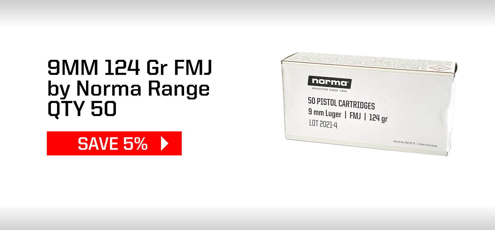 9mm 124gr FMJ Norma