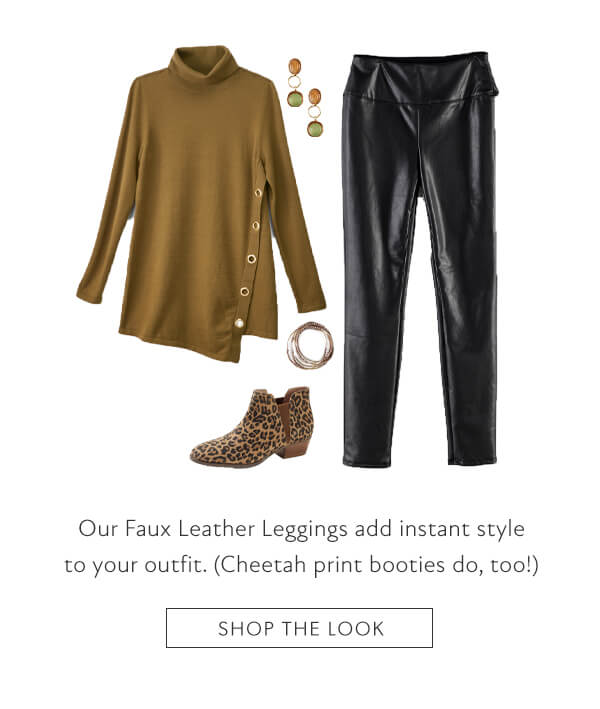 Our Faux Leather Leggings add instant style to your outfit. Shop the look