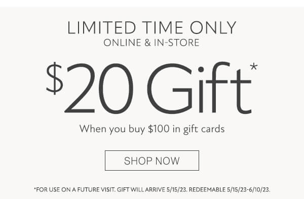 $20 gift when you spend $100 in gift cards