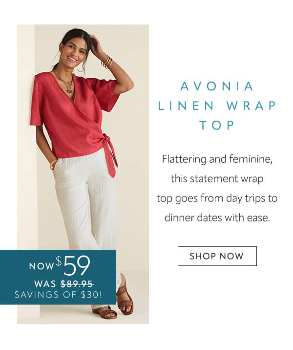 Avonia Linen Wrap Top