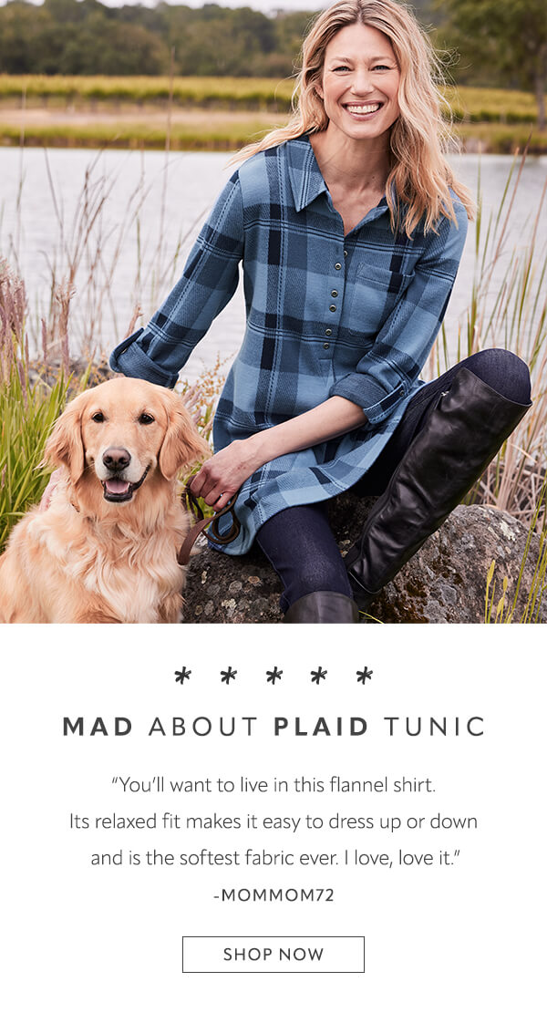 Mad about plaid tunic. Shop now