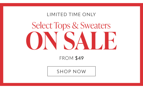 Select tops and sweaters on sale