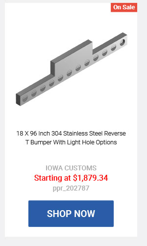 18 X 96 Inch 304 Stainless Steel Reverse T Bumper With Light Hole Options Starting at $1,879.34 ppr_202787