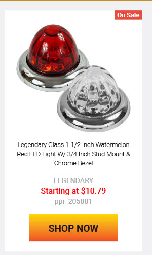 Legendary Glass 1-1/2 Inch Watermelon Red LED Light W/ 3/4 Inch Stud Mount & Chrome Bezel Starting at $10.79 ppr_205881