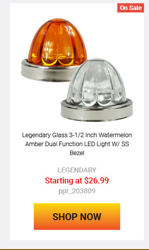 Legendary Glass 3-1/2 Inch Watermelon Amber Dual Function LED Light W/ SS Bezel Starting at $26.99 ppr_203809