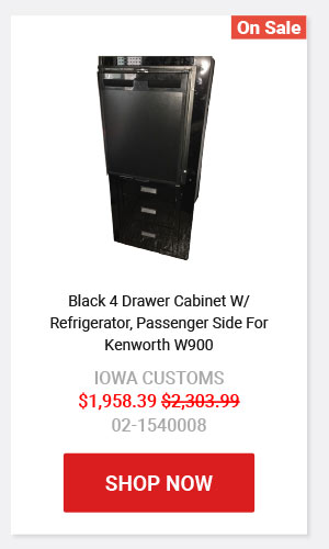Black 4 Drawer Cabinet W/ Refrigerator, Passenger Side For Kenworth W900  IOWA CUSTOMS Now: $1,958.39 Was: $2,303.99  02-1540008