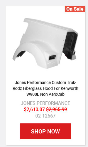Jones Performance Custom Truk-Rodz Fiberglass Hood For Kenworth W900L Non AeroCab 02-12567