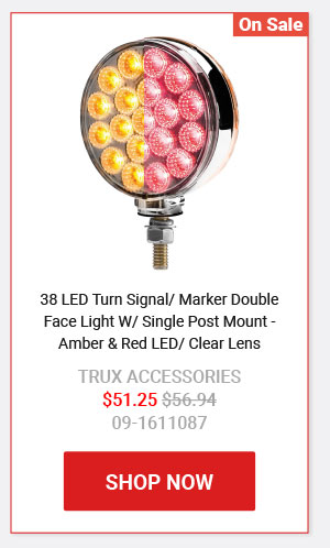 38 LED Turn Signal/ Marker Double Face Light W/ Single Post Mount - Amber & Red LED/ Clear Lens