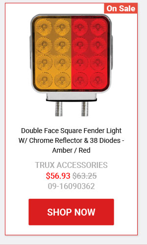 Double Face Square Fender Light W/ Chrome Reflector & 38 Diodes - Amber / Red