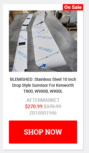 BLEMISHED: Stainless Steel 10 Inch Drop Style Sunvisor For Kenworth T800, W900B, W900L