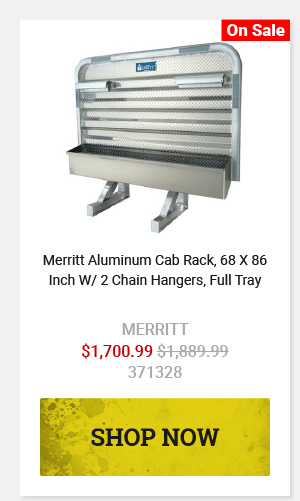 Merritt Aluminum Cab Rack, 68 X 86 Inch W/ 2 Chain Hangers, Full Tray